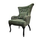 Sedar Vintage Style Green Fabric Tufted Wingback Armchair