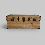 Rustic Style Natural Timber Cleated Top Steamer Trunk