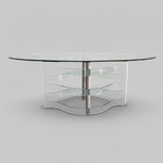 Fiam Italy Retro Sculptural Curved Glass Oval Dining Table