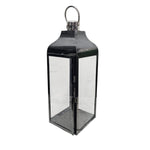 Industrial High Gloss Black Stainless Steel and Glass Box Lantern