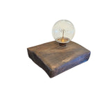 Rustic Reclaimed Timber Block Table Lamp with Edison Bulb