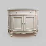 Stately Provincial Cream Carved Vanity Cabinet with Detachable Tri-Fold Mirror