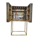 Marina Home Industrial Style Reclaimed Wood and Brass Bar Cabinet