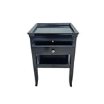 Classic Midnight Black Nightstand with Brass Accents