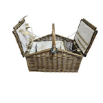 Traditional Woven Rattan Twin Lid Picnic Camping Basket