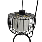 Pottery Barn Industrial Black Metal Wire Cage Hanging Table Lamp
