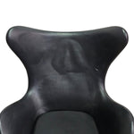 Arne Jacobsen Style Black Leather Egg Swivel Lounge Chair
