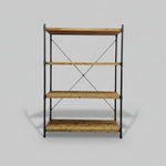 Rugged Industrial Iron Pipe Wood Bookshelf
