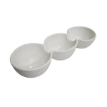 Modern White Ceramic Three-Section Snack Serving Dish