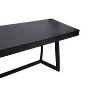 Modern Black Wood Desk with Geometric Base and Two Drawers