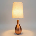 Polished Rose Gold Tear Drop Metallic Table Lamp with Tall Shade