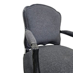 Vintage French Louis Style Black Lacquered Upholstered Armchair