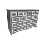 Hand-Painted Grey and White Multi-Drawer Solid Wood Apothecary Chest