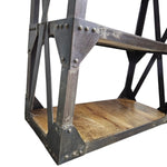 Industrial Iron & Solid Wood 4-Tier Bookshelf