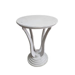 Curved Pedestal White Round Accent Table