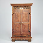 Imposing Indian Style Hand Carved Two Door Solid Wood Cabinet