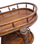 Victorian Style Turned Wood Rolling Beverage Bar Trolley