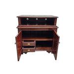 Intricate Brass Inlay Solid Wood Low Media Console Cabinet