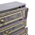 Provencal Style Lavender and Gold Carved Floral Chest of Drawers