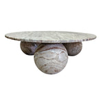 Sculptural Postmodern Round Marble Coffee Table With Spherical Feet