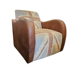 Bold British Heritage Union Jack Fabric and Leather Club Armchair