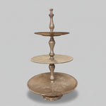 Gleaming Muted Brass Three Tier Serving Display Stand