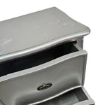 Glamorous Silver Leaf French Provincial Bedside Table