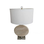 Sculptural Travertine Marble Oval Table Lamp