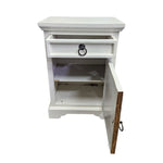 Rustic Farmhouse White Wooden Bedside Nightstand Cabinet