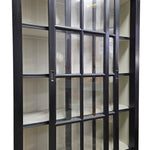 Ethan Allen Midnight Black Glass-Front Library Cabinet