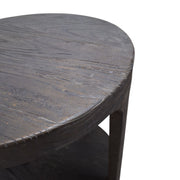 Dark Wood Round Drum Side Table