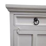 Rustic Farmhouse White Wooden Bedside Nightstand Cabinet