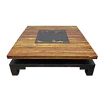 Zen Two-Tier Square Coffee Table with Slate Inlay