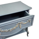 French Provincial Style Upcycled Slate Blue Wooden Side Table