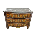 French-Style Inlaid Walnut Commode with Marble Top