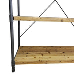 Rugged Industrial Iron Pipe Wood Bookshelf