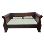 Grand Mahogany-Finish Sleigh Daybed with Bolster Accents