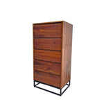 Minimalist Natural Timber Five Drawer Chest with Hidden Vanity Mirror