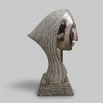 Avant-Garde Metallic Silver Glazed Ceramic Female Bust Art Sculpture