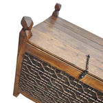 Heritage Solid Wood Carved Jali Storage Trunk Chest