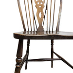 Antique English 19th Century Windsor Wheelback Solid Wood Dining Chair