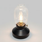 Ikea Industrial Style Matte Black Metal and Glass Hurricane Table Lamp