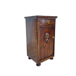 Stately Antique Style Carved Wood Pedestal Side Table Cabinet