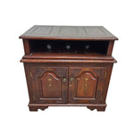 Intricate Brass Inlay Solid Wood Low Media Console Cabinet