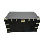 Upcycled Matte Black Campaign Storage Trunk Coffee Table
