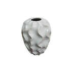 Contemporary Wavy Speckled White Ceramic Vase