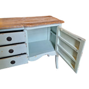 Charming Vintage-Style Sideboard with Distressed Mint Finish