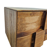 Sculptural Geometric Solid Wood Multi-Level Two-Drawer Nightstand