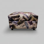 Chippendale Style Feather Printed Velvet Rectangular Ottoman