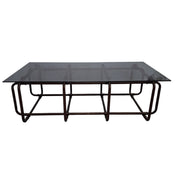 Modern Glass Coffee Table with Metal Base